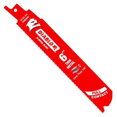 Diablo Bi-Metal Reciprocating Blades with Perma-Shield Coating for Thin Metal - 6" Length, Ultra Hardened Edge, 20/24 TPI, 25-Pack - DS0620BF25