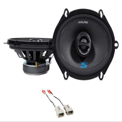 Pair ALPINE S-S57 230 Watt 5x7" or 6x8" Coaxial 2-Way Car Audio Speakers Bundle with METRA 72-5512 Speaker Wire Harness Connector compatible with 1987-Up Ford (2 item)