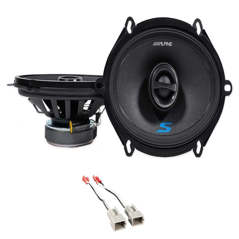 Pair ALPINE S-S57 230 Watt 5x7" or 6x8" Coaxial 2-Way Car Audio Speakers Bundle with METRA 72-5512 Speaker Wire Harness Connector compatible with 1987-Up Ford (2 item)