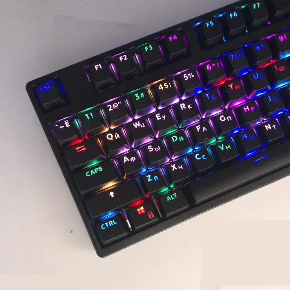 104 Keys Russian Korean Keycap Dye Sublimated Shine Through ANSI OEM Profile Backlit Keyset for Cherry MX Mechanical Keyboard (Keycaps only, Not Include Keyboards)