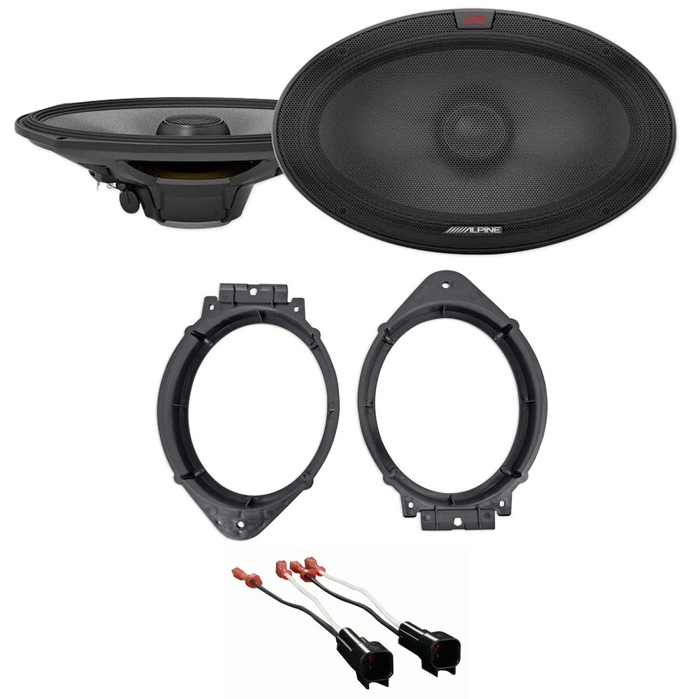 Alpine Pair R-S69.2 300 Watt 6x9 Car 2-Way Speakers Bundle with METRA 72-5600 Speaker Wire Harness Connector & METRA 82-3004 6x9 Speaker Adapter Compatible with 2014-Up Chevy/GM Vehicles (3 Item)