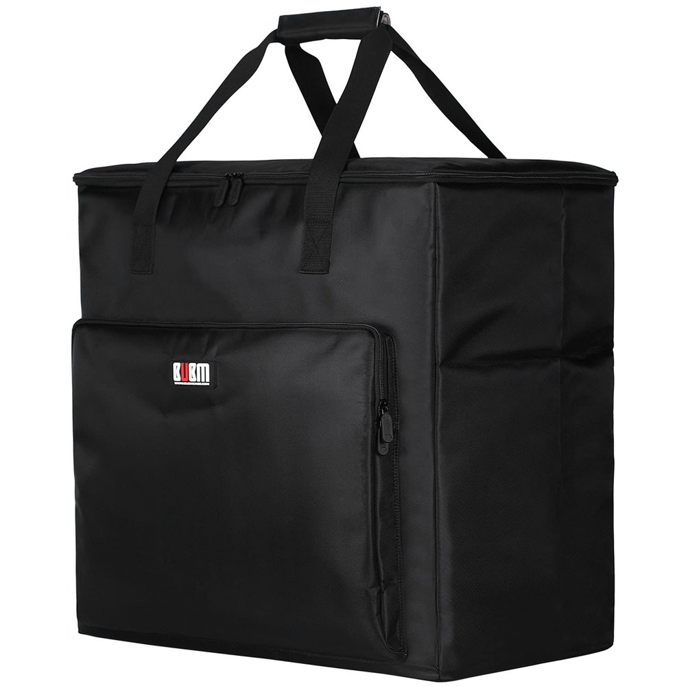 BUBM Desktop Computer Carrying Case, Padded Nylon Carry Tote Bag for Transporting Computer Tower PC Chassis, Keyboard, Cable and Mouse, Desktop Computer+ Monitor Bag, 3 light 24", Travel