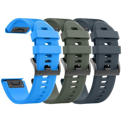 ANCOOL for Fenix 5/6/7 Band 22mm Soft Silicone Watch Bands Compatible With Garmin Fenix 5 Plus/6 Pro/8 47mm/7 Pro/Approach S60/S62 Band(Slate,Blue,Army Green)