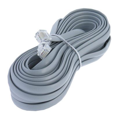 Corporate Computer 14ft Heavy Duty RJ12 Silver Satin 6 Conductor 6P/6C Reverse Wired Telephone Line Cord By Corpco