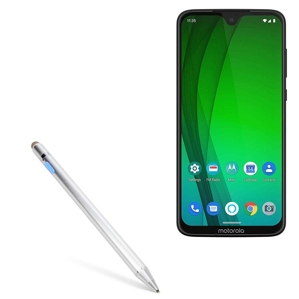 BoxWave Stylus Pen Compatible with Motorola Moto G7 - AccuPoint Active Stylus, Electronic Stylus with Ultra Fine Tip - Metallic Silver