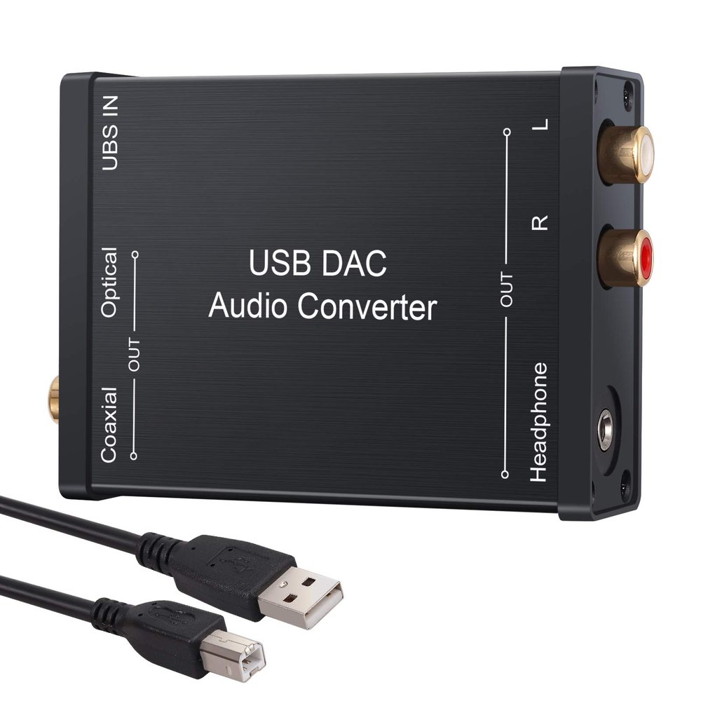 LiNKFOR USB to SPDIF Coaxial RCA and 3.5mm Headphone Jack Converter - Optical Audio Adapter - PCM for Windows, Mac, PS4, PS3