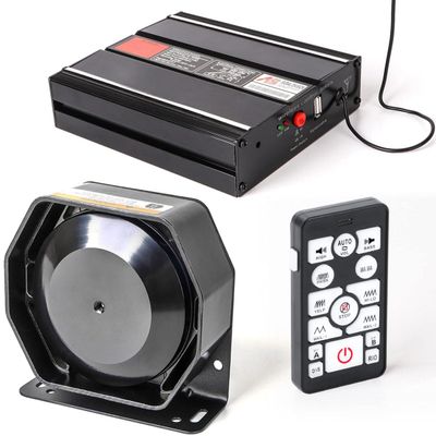SMALLFATW Police Siren 20 Tones 130 DB 200 Watt, Dual 20A Auxiliary Switch, Wireless Remote USB Rechargeable 15M Control Range, Car PA System Speaker Horn, Emergency Siren for Car Truck Vehicles