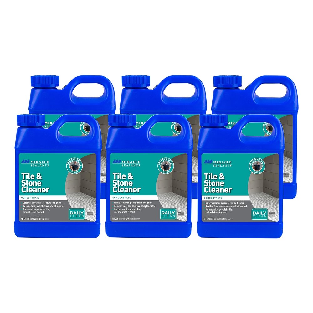Miracle Sealants Tile & Stone Cleaner Concentrate for Natural Stone, Tile & Grout, pH Neutral, Quart, 6 Pack