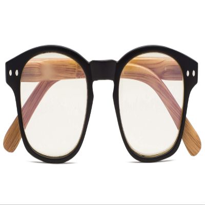Bamboo-look Arms Blue Light Filter UV Protection Computer Reading Glasses Women (Black) +0.75