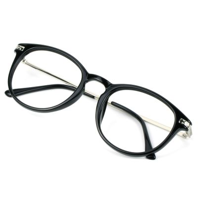VisionGlobal Blue Light Blocking Glasses for Women/Men, Anti Eyestrain, Computer Reading, TV Glasses, Stylish Oval Frame, Anti Glare (Black, +2.25 Magnification)