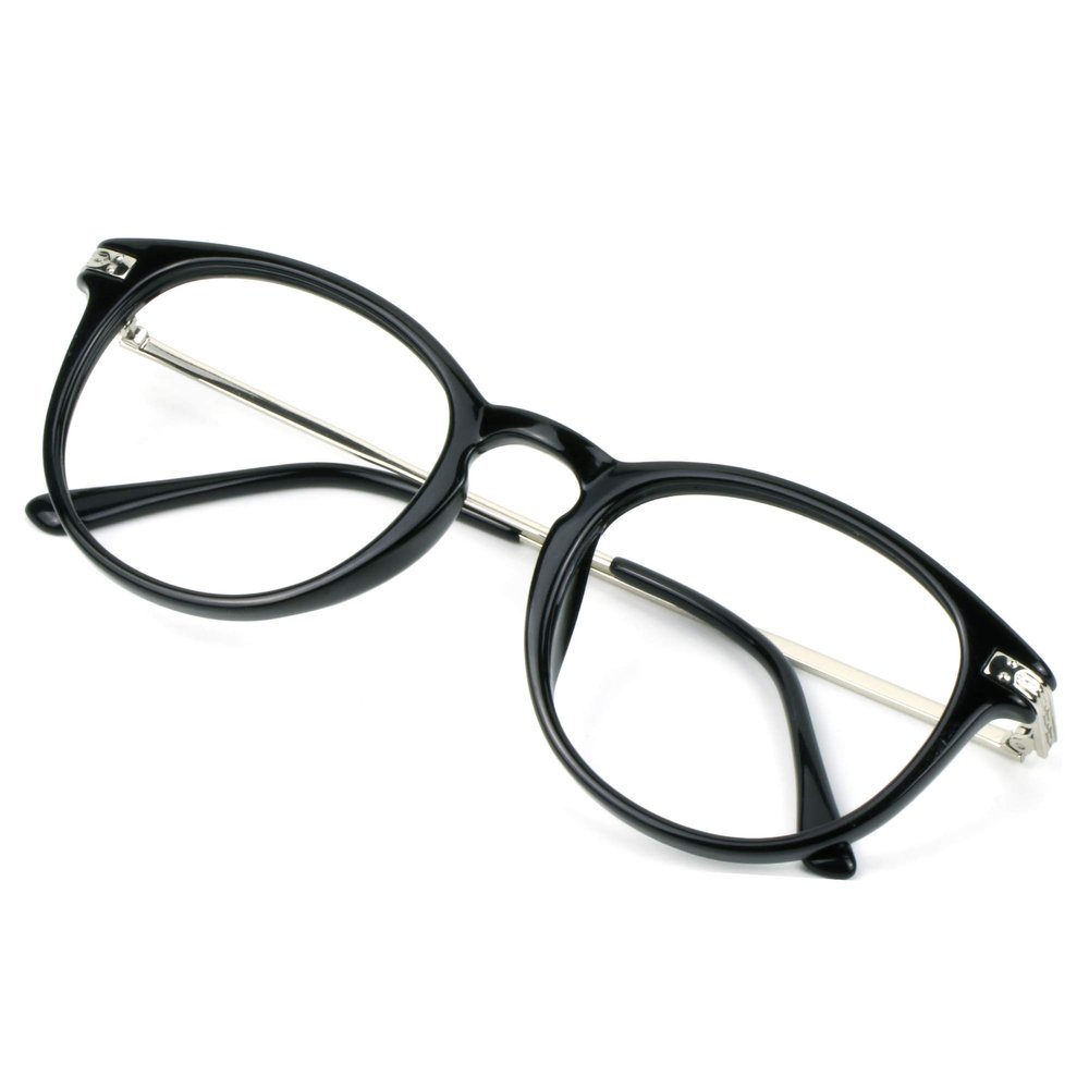 VisionGlobal Blue Light Blocking Glasses for Women/Men, Anti Eyestrain, Computer Reading, TV Glasses, Stylish Oval Frame, Anti Glare (Black, +2.25 Magnification)