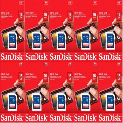 Sandisk 16GB (10 Pack) SD Card Bundle SDHC Class 4 Flash Memory | Model SDSDB-016G-B35 |