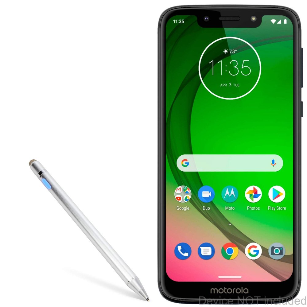 BoxWave Stylus Pen Compatible with Motorola Moto G7 Play - AccuPoint Active Stylus, Electronic Stylus with Ultra Fine Tip - Metallic Silver