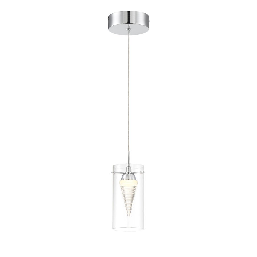 GEORGE KOVACS Funnel Cloud 1 Light Mini-Pendant with Metal, Glass, Acrylic in Chrome Finish