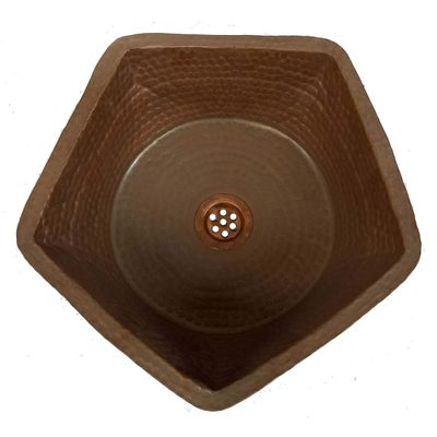Artistic Rustic Antique Patina Vessel Bathroom Copper Sink Bowl Pentagon Copper Kitchen Bar Prep Wash Basin Washbowl Household Innovation
