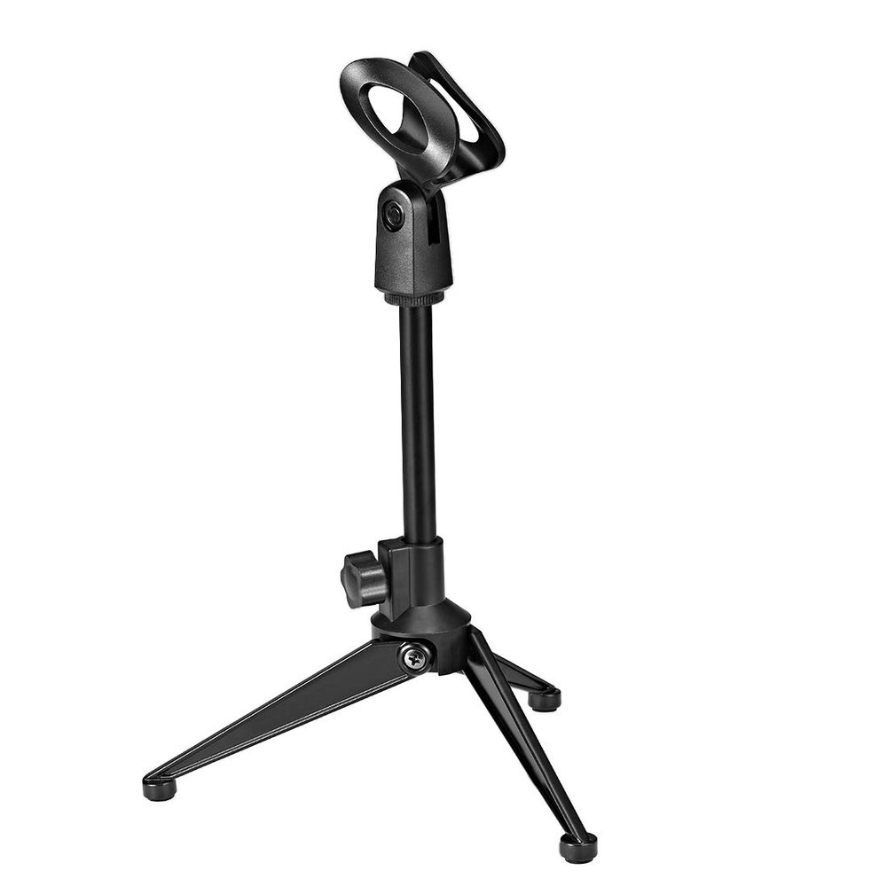 uxcell Adjustable Desktop Microphone Stand Tripod Foldable Tabletop Stand Holder with Mic Clip
