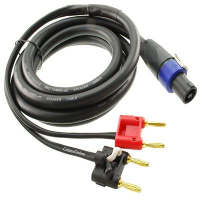 CablesOnline, 3ft 12AWG 4-Pole Neutrik SpeakOn to 2-Dual Banana Preminum Speaker Cable, XR-K9203
