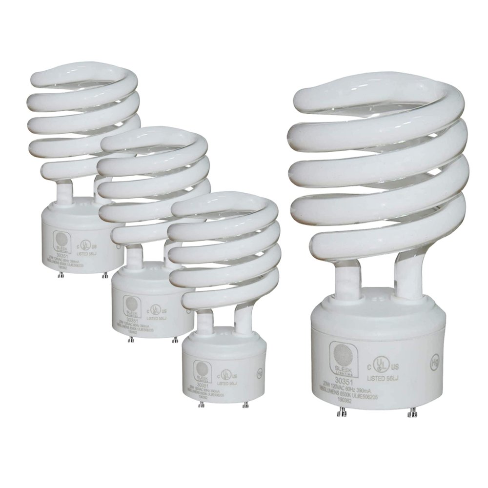 SLEEKLIGHTING GU24 23W T2 Spiral CFL Light Bulb 3500K Neutral White 2-Prong
