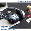 Bluetooth Wireless Headphones, Over Ear LED Light Up Headset with Mic,Hi-Fi Stereo Foldable Wireless/Wired,Micro SD/TF, FM for Adult Teen Kid for Phone/Samsung/Pad/PC/Kindle/Laptop/TV(Blue) view 3