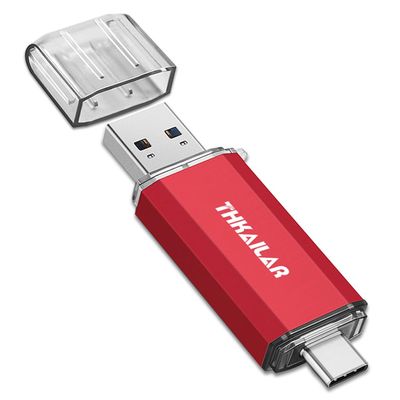 Thkailar 32GB Fat32 USB C Flash Drive OTG High Speed for Store Data-USB 3.1 Thumb Drive C Jump Drive-Compatible with Samsung,Mac Pro,Laptops,Tablets,PC(Red)
