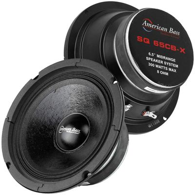 2 Pack American Bass 6.5" Midrange Speaker 300 Watts Max 8 Ohm Midbass SQ65CB-X