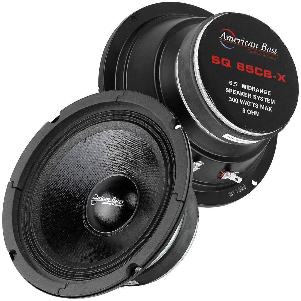 2 Pack American Bass 6.5" Midrange Speaker 300 Watts Max 8 Ohm Midbass SQ65CB-X