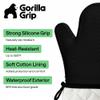GORILLA GRIP BPA-Free Soft Silicone Oven Mitts, 550F Heat Resistant Waterproof Cooking Safety Gloves, Thick Cotton Lining, Flexible Gripping for BBQ Grilling, Kitchen Potholders Set, 12.5x8.3, Black view 2