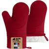 GORILLA GRIP BPA-Free Soft Silicone Oven Mitts, 550F Heat Resistant Waterproof Cooking Safety Gloves, Thick Cotton Lining, Flexible Gripping for BBQ Grilling, Kitchen Potholders Set, 12.5x8.3, Red view 1