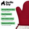 GORILLA GRIP BPA-Free Soft Silicone Oven Mitts, 550F Heat Resistant Waterproof Cooking Safety Gloves, Thick Cotton Lining, Flexible Gripping for BBQ Grilling, Kitchen Potholders Set, 12.5x8.3, Red view 2