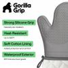 GORILLA GRIP BPA-Free Soft Silicone Oven Mitts, 550F Heat Resistant Waterproof Cooking Safety Gloves, Thick Cotton Lining, Flexible Gripping for BBQ Grilling, Kitchen Potholders Set, 12.5x8.3, Gray view 2