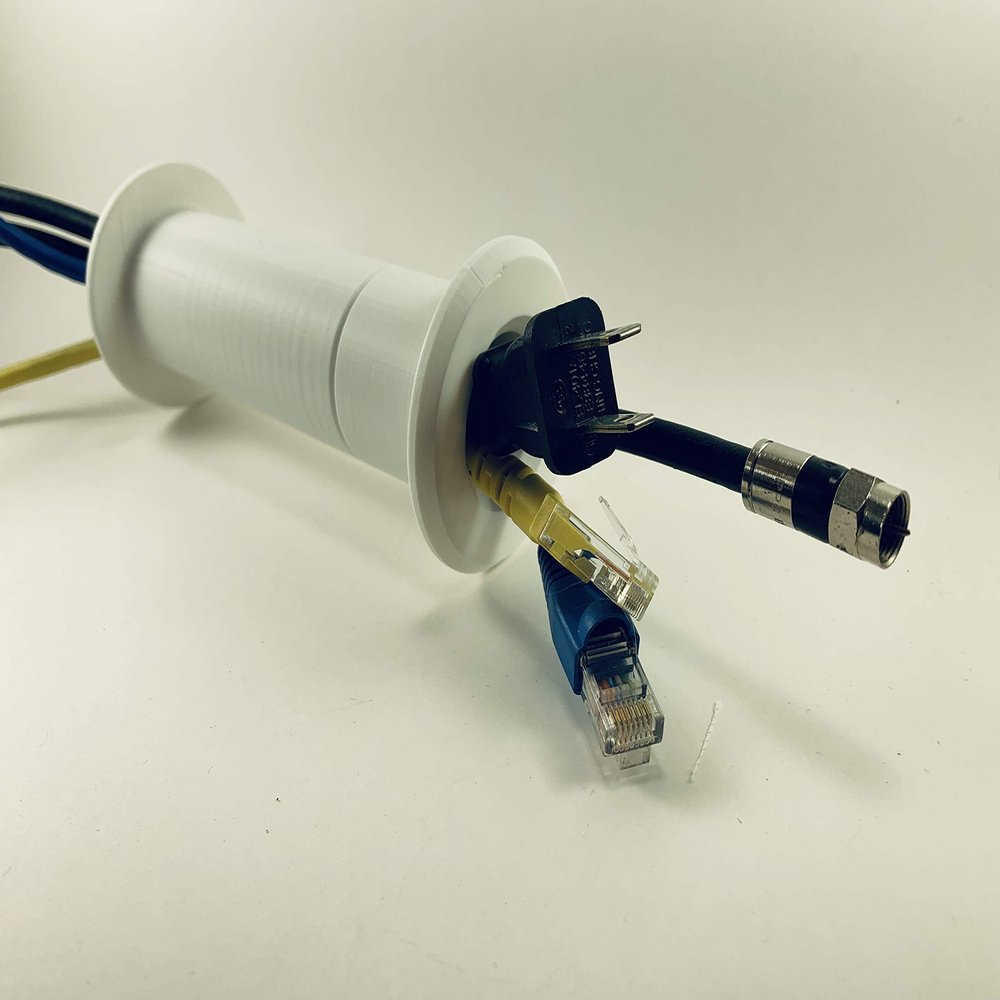 1.20" ID - Ext. Length Wall Eye Cable Pass Through Wall Port. Fits Wall or Barrier Thickness Range of 5 1/4"-7 1/8". This Unit Provides a Fully Dressed Opening Completely Through a Wall or Barrier.