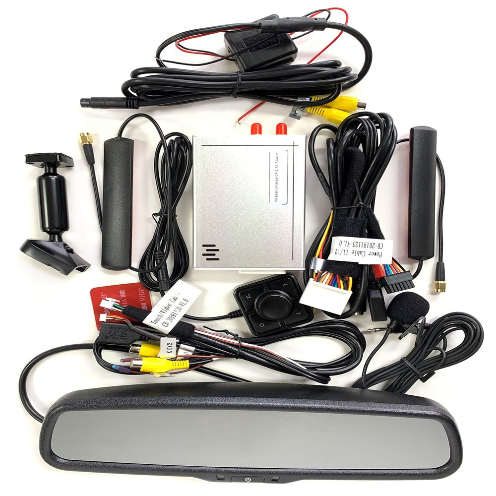 Universal 4.3" Rear View Mirror with Car Play and Android Auto Integrated System.