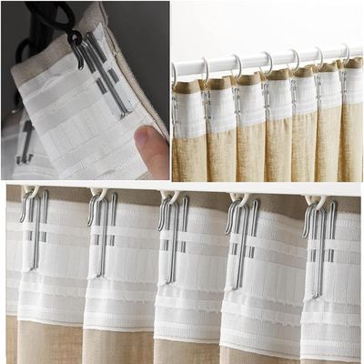 Add Curtain Tape with Hooks to Our Custom Curtains. Perfect for Ceiling Track System or rods with Curtain Rings. (50" Panel)