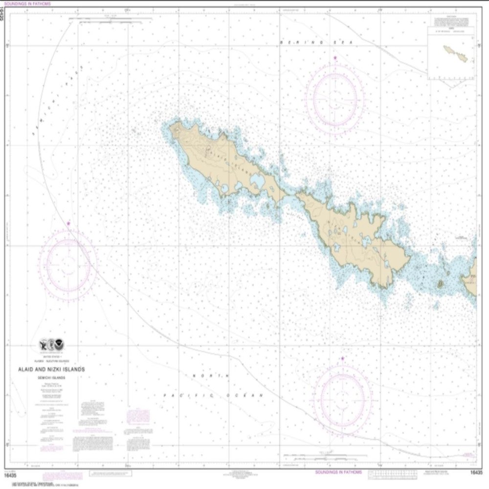 NOAA Chart 16435-Semichi Islands Alaid and Nizki Islands- Water-Resistant - by East View Geospatial