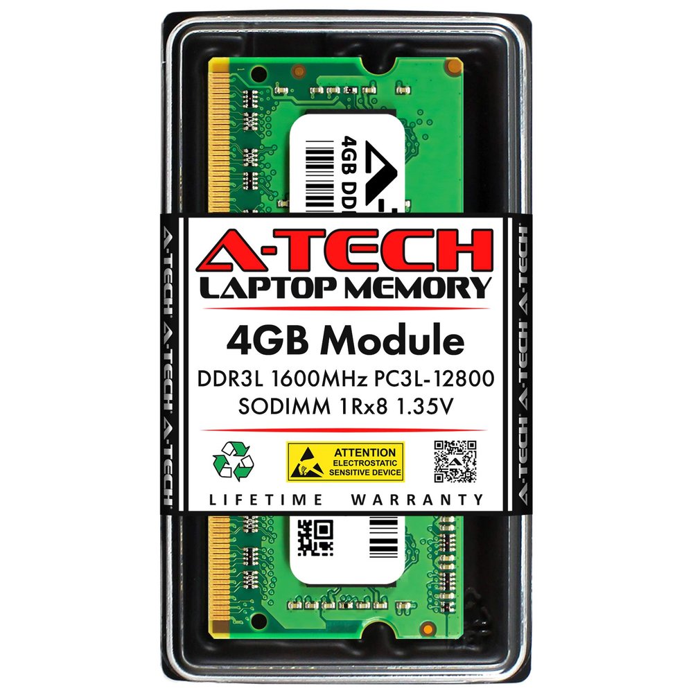 A-Tech 4GB RAM Replacement for Crucial CT51264BF160BJ | DDR3/DDR3L 1600MHz PC3L-12800 1Rx8 1.35V SODIMM 204-Pin Memory Module