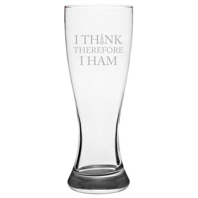 Funny Ham Radio Gift - Amateur Radio Operator Gift - Ham Radio Pilsner Glass - I Think Therefore I Ham