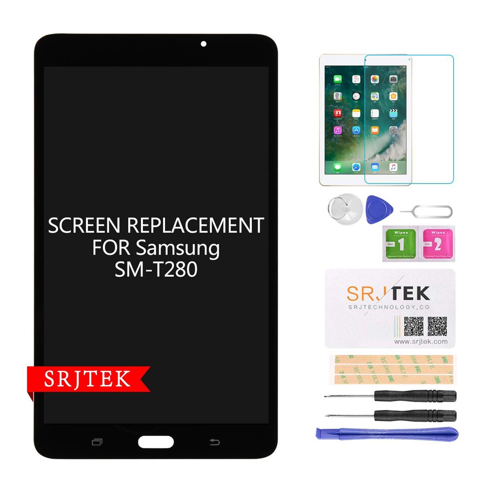 Screen Replacement for Samsung Galaxy SM-T280 LCD Display Touch Digitizer Panel Full Assembly Compatible for Tab A 7.0 WiFi Tablet (Not for 3G Version & T285 & No Earpiece Hole) (Black)
