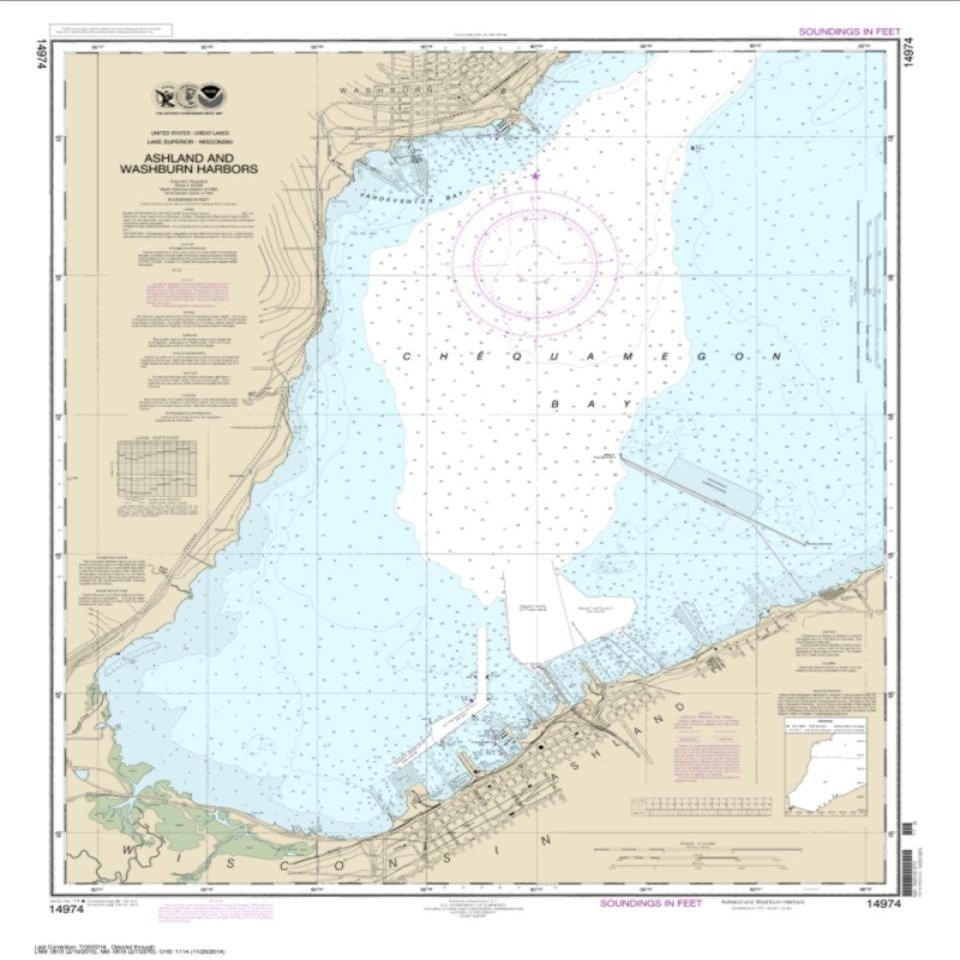NOAA Chart 14974-Ashland and Washburn harbors - Water-Resistant - by East View Geospatial