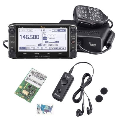 Bundle - 4 Items - Includes Icom ID-5100A Deluxe VHF/UHF D-Star Transceiver, UT-133 Internal Bluetooth Module, VS-3 Bluetooth Pendant Headset and Ham Guides TM Quick Reference Card