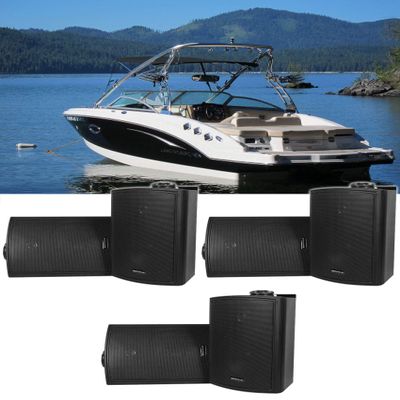 Rockville HP5S 5.25 in 420W Peak / 140W RMS Outdoor/Indoor Speakers, IPX44 Weatherproof, Swivel Wall Mount, for Boats, 3-Pairs
