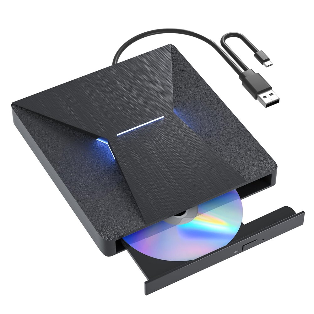 USB 3.0 and Type-C External Bluray Drive, External Bluray Burner and Eternal Blueray/DVD Drive for PC, Blu Ray Disc Reader Compatible with Windows XP/7/8/10, Laptop, Desktop, MacOS for MacBook
