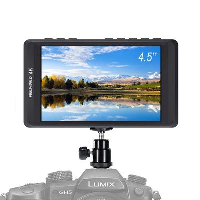 FEELWORLD FW450 4.5 inch Small 4k On Camera DSLR Field Monitor with 1200x800 HDMI Input and Out, IPS Screen Wild View Ultra-Light Monitoring Small hd Focus Monitor for