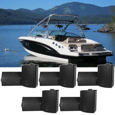 Rockville 10 HP5S Black 5.25" Marine Box Speakers with Swivel Bracket for Boats