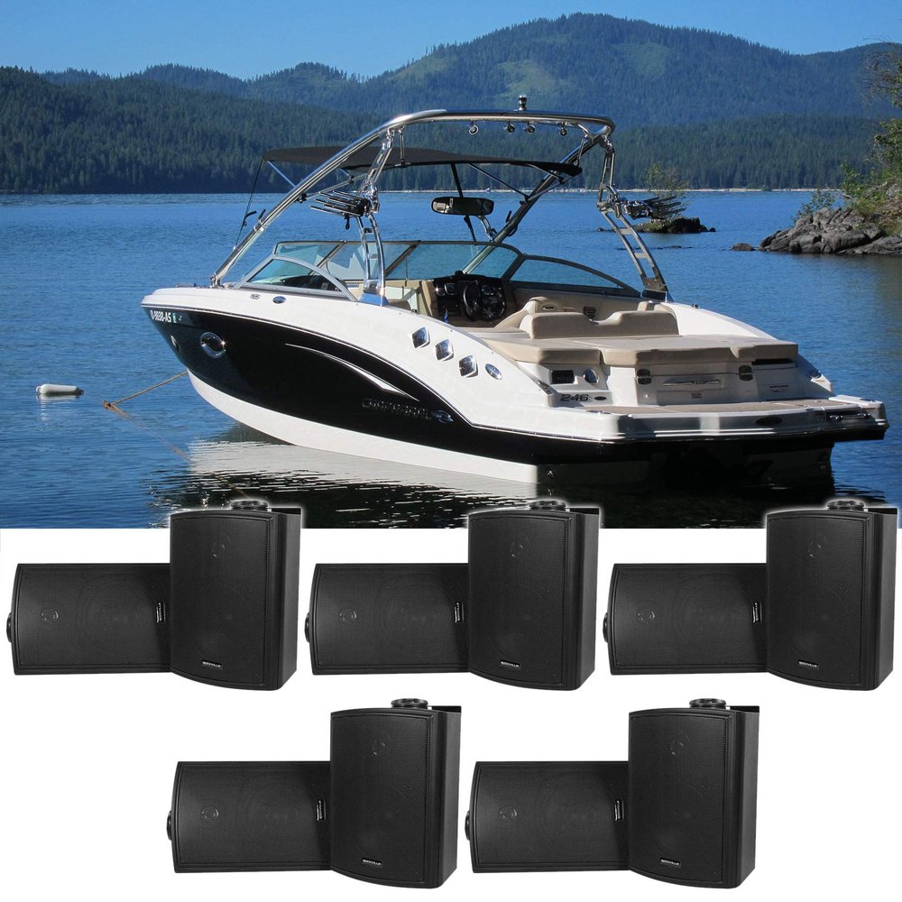Rockville 10 HP5S Black 5.25" Marine Box Speakers with Swivel Bracket for Boats