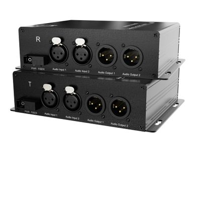 2 Bi-Directional XLR Ports (2-Way) - 2+2 Audio Over Fiber Converter | Extender Kit: 4 Channel Balanced Audio to Fiber Media Converter - Universal Single & Multimode-0.5 km MM (0.31mi) 20km SM (11.4mi)