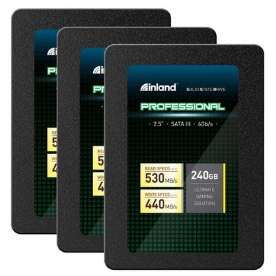 INLAND Professional 3 Pack 240GB SSD 3D NAND SATA III 6Gb/s 2.5" 7mm Internal Solid State Drive (3x240GB)
