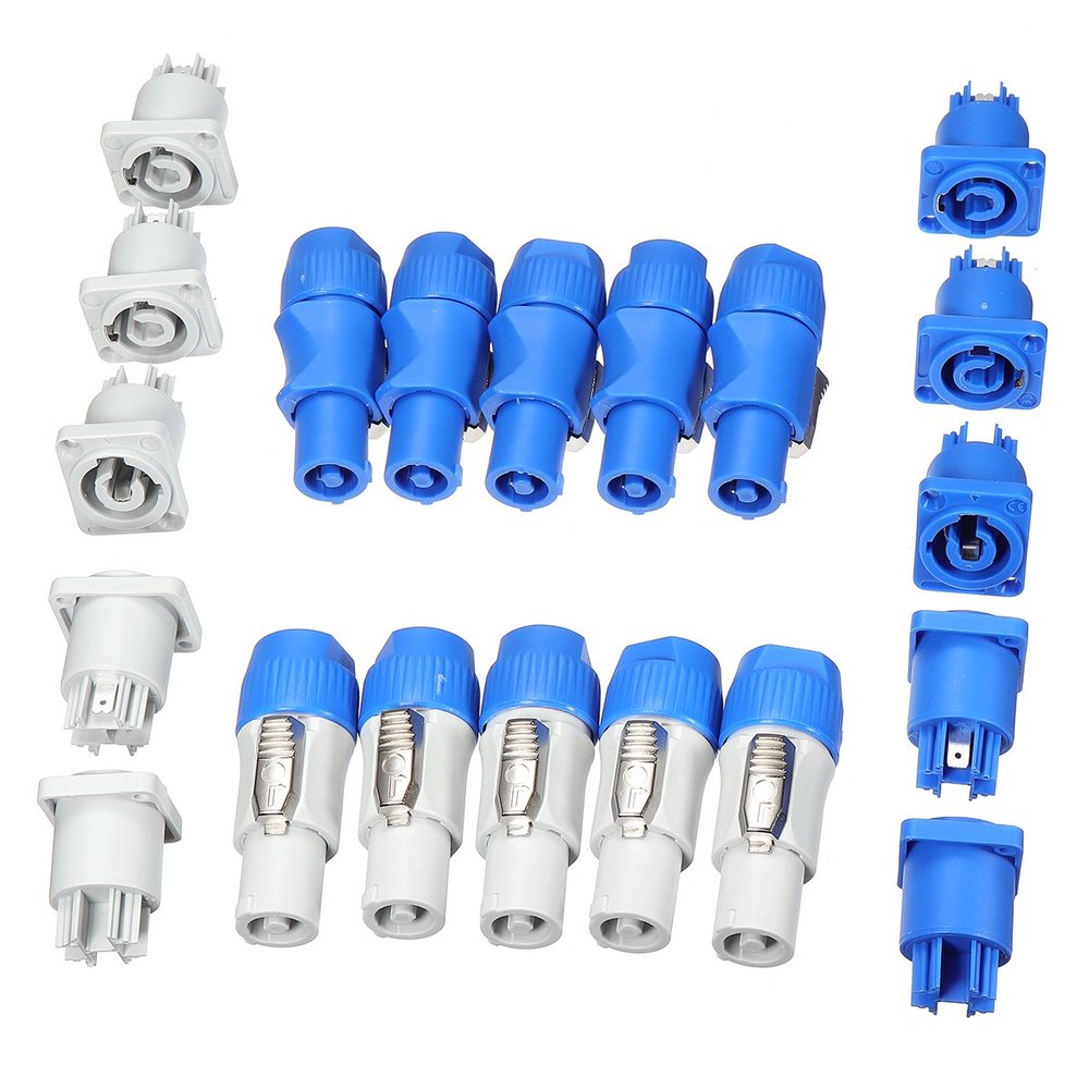 CocinaCo 10 Set Neutrik PowerCON Type A NAC3FCA+NAC3MPA-1 Chassis Plug Panel Adapter