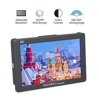FEELWORLD P7S 7 Inch 3G-SDI 4K HDMI Input Output 1920X1200 IPS Panel 2200nit Daylight Viewable Camera Field Monitor with Light Weight Rugged Aluminum Design