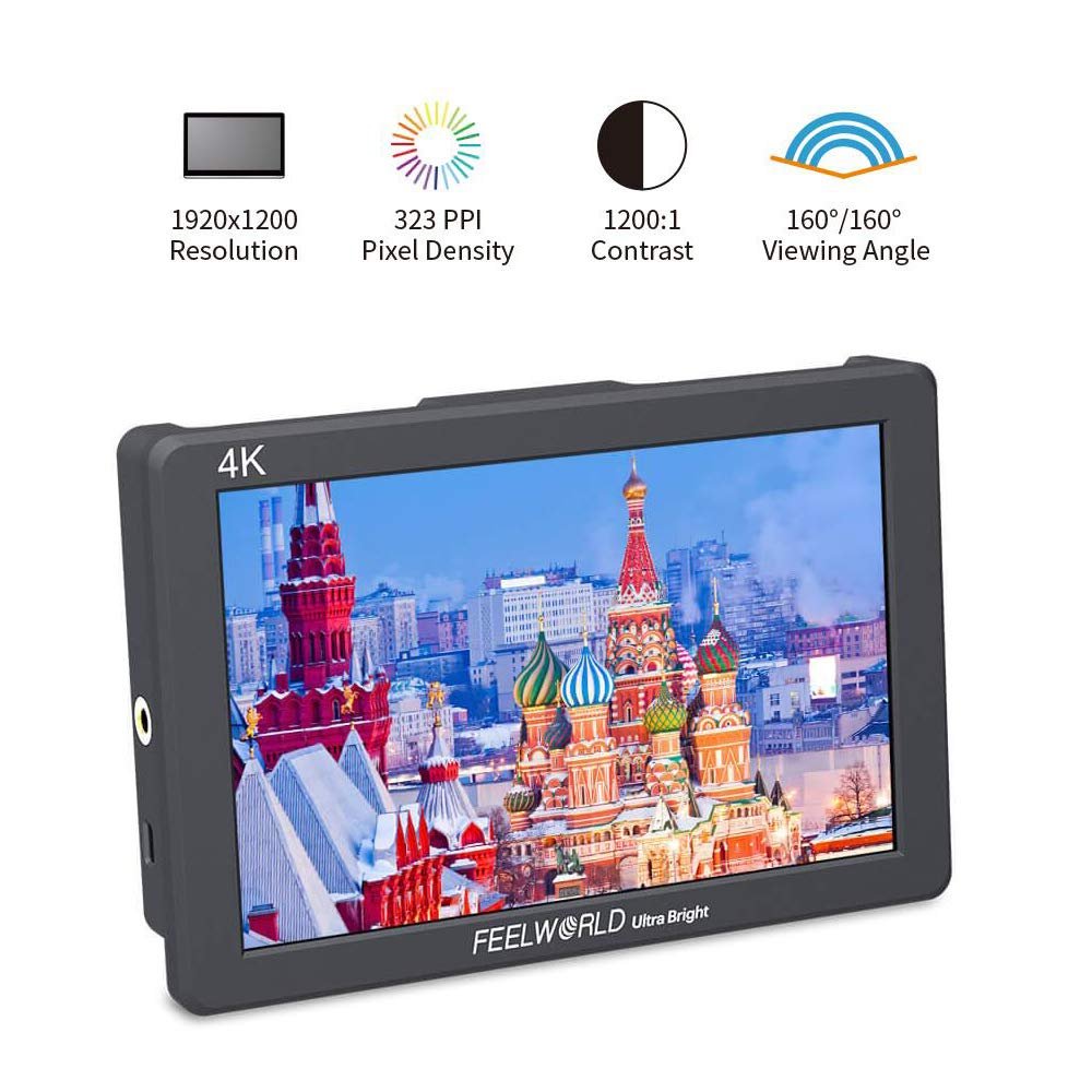 FEELWORLD P7S 7 Inch 3G-SDI 4K HDMI Input Output 1920X1200 IPS Panel 2200nit Daylight Viewable Camera Field Monitor with Light Weight Rugged Aluminum Design
