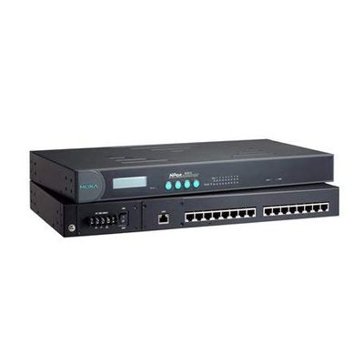 Moxa 16 Port Device Server, 10/100M Ethernet, RS-422/485, RJ-45 8pin, 15KV ESD, 100V or 240V